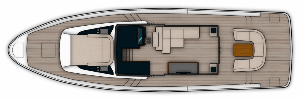 WIA 520 Elektroboot, Aufteilung im Hauptdeck- und Außenbereich